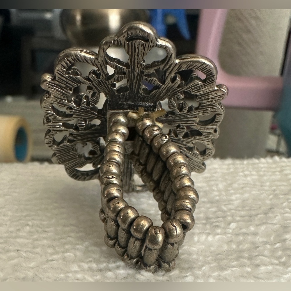 Elegant Silver-Toned Statement Ring - image 3